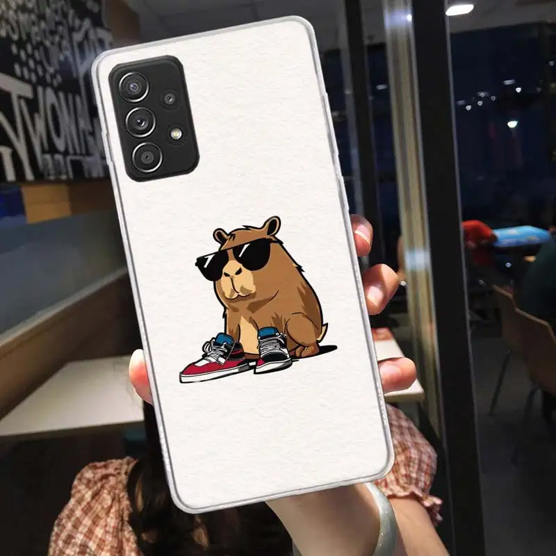 Cute Cartoon Capybara Phone Case For Samsung Note 20 Ultra 10 9 8 A05S A15 A25 A35 A55 M11 M12 M21 M30S M31 M32 M51 M52 A90 Co