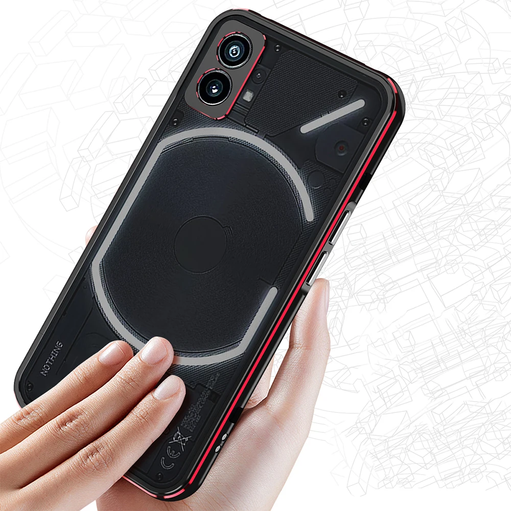 Luxury For Nothing Phone 1 Case 2 One Aluminum Metal Bumper Frame Slim Cover Skin Protective Phone Funda +Carmera Lens Protector — zdjęcie produktu 3
