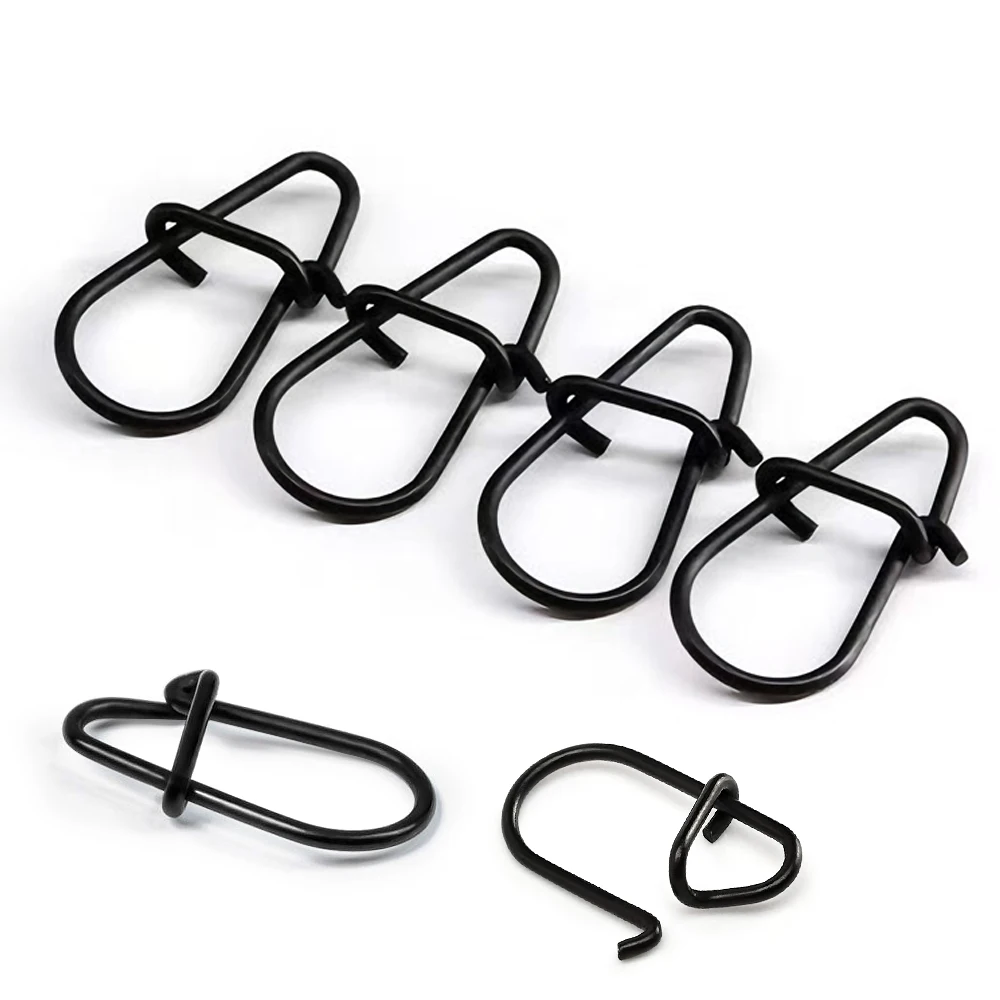 GOBAIT 100Pcs Black Stainless Steel Fishing Snap Swivels Solid Duo Lock Connector Rolling Tackle for Lure Rigs 000#-3# view 5