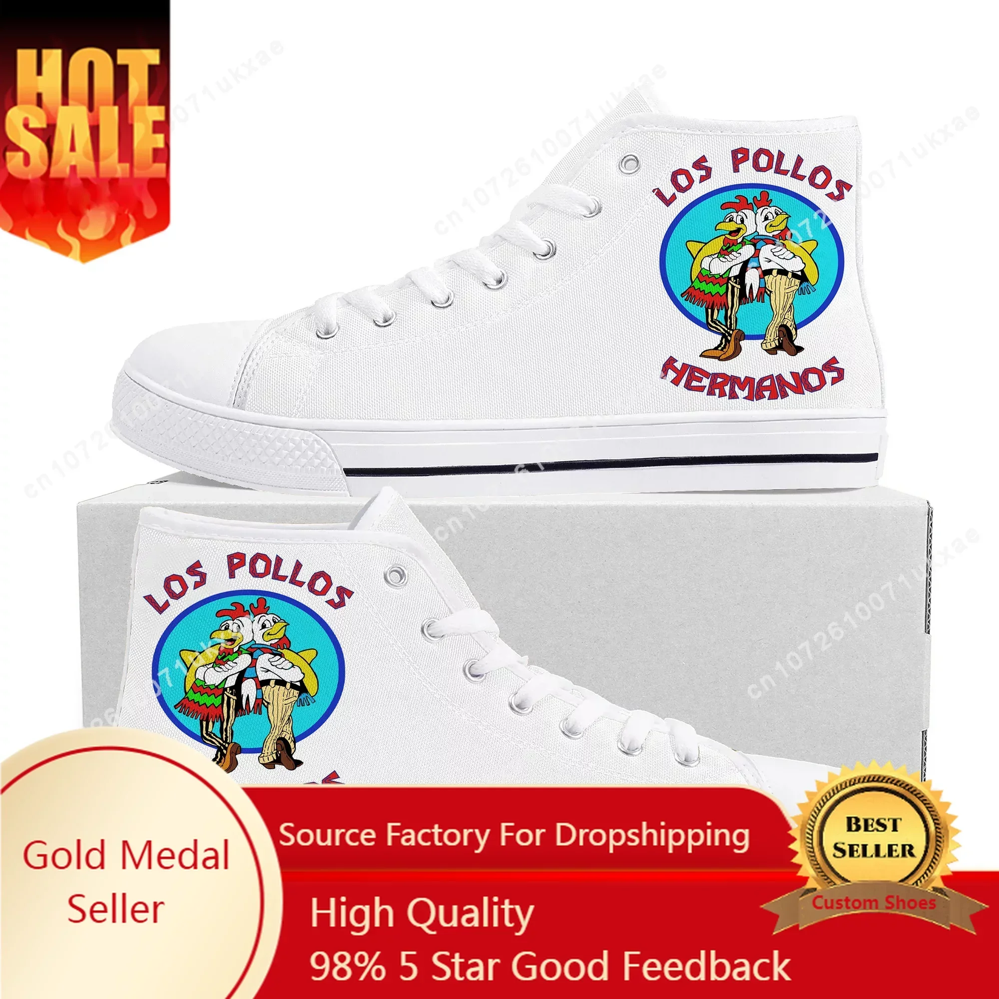 

LOS POLLOS HERMANOS High Top Sneakers Mens Womens Teenager Canvas High Quality Gustavo Gus Fring Sneaker Casual Customize Shoes