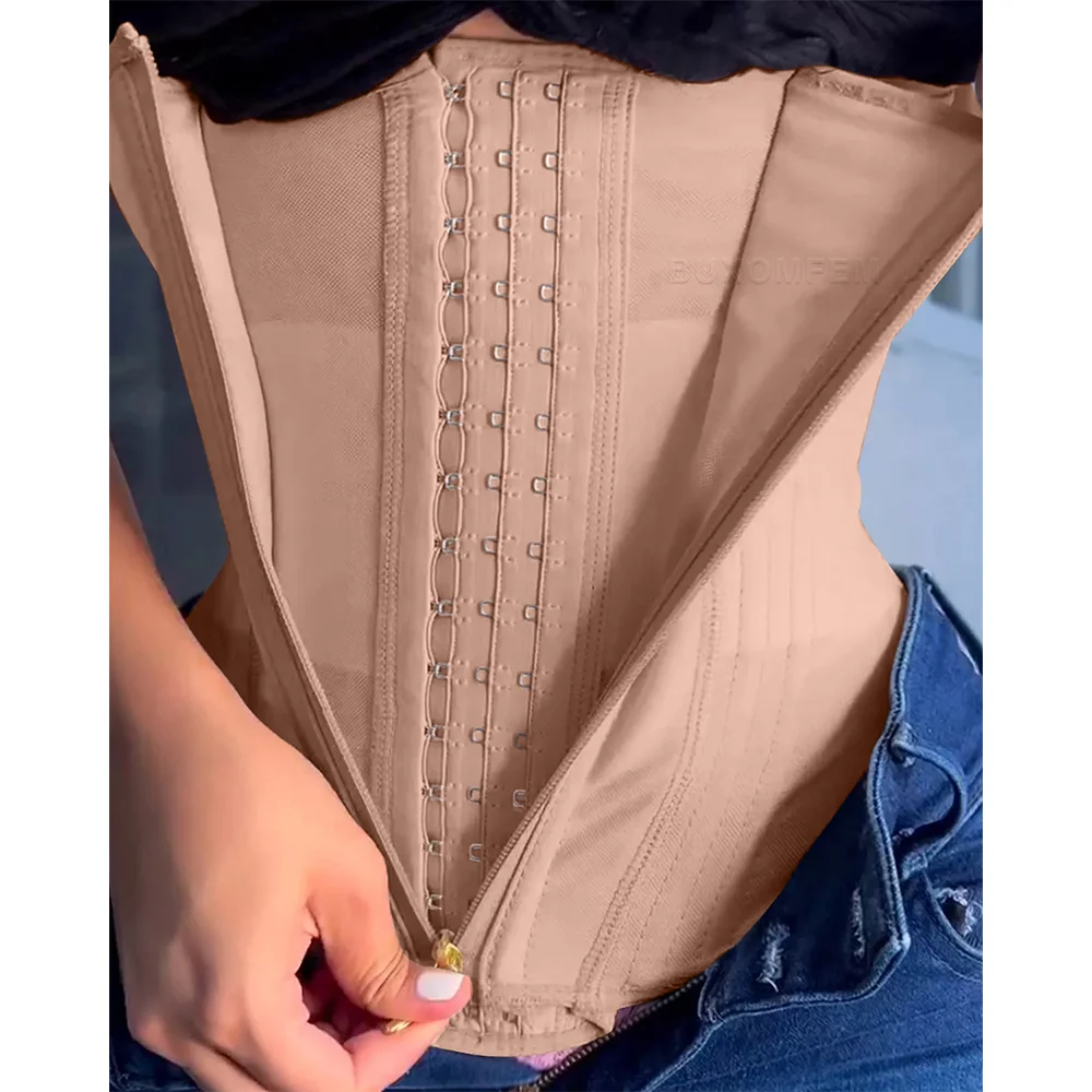 Shaper Girdles Colombian Adjustable Elastic Shaped Up Highly Compressed Waist Cincher with Hook Eyes Seamless Waist Trainer Wrap