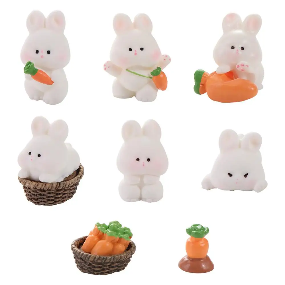 Car Interior Ornaments Cute Rabbit Micro Ornaments Mini Cartoon Bunny Miniature Figurines Kawaii Personalized Rabbit Toys Kid