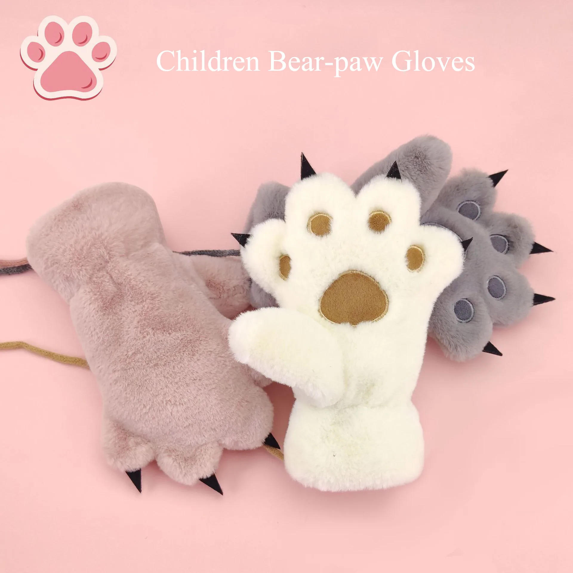 Gloves for Kids Children Winter Gloves Cat Paw Gloves Cute Cat Claw Paw Plush Mittens Warm Soft Plush Fluffy Bear Cat Gloves