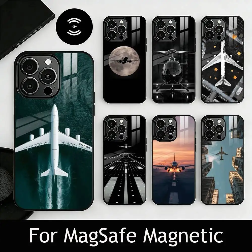 

A-airplane Phone Case For iPhone17,16,15,14,13,12,11 Plus,Pro Magnetic with Magsafe Wireless Charging