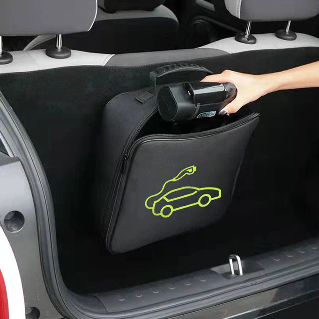 EV Car Charging Cable Storage Carry Bag For Electric Vehicle Charger Plugs Sockets Waterproof Fire Retardant Equipment Container