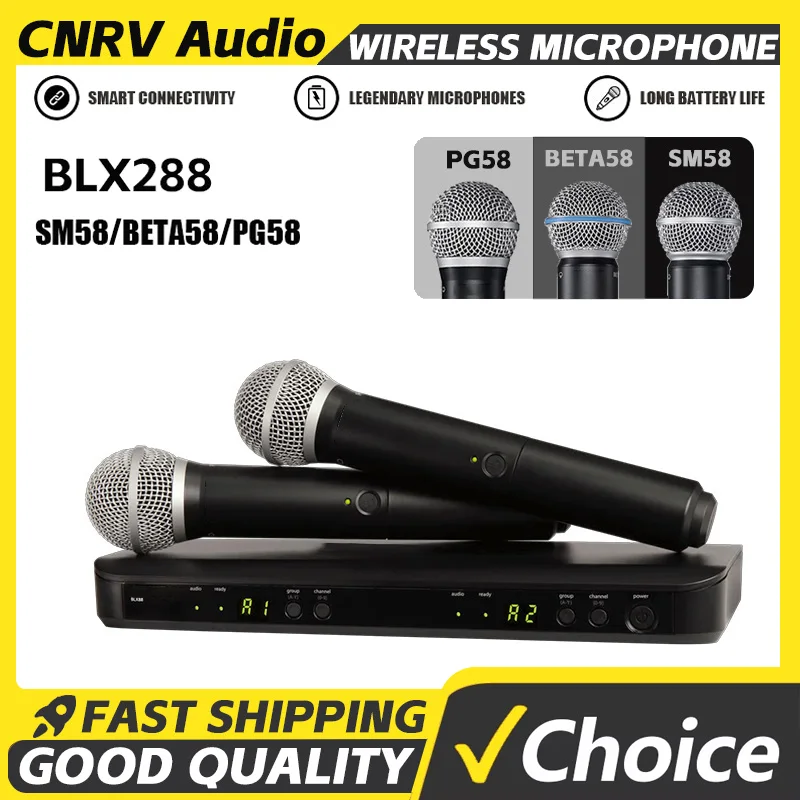 BLX288 BLX288 Wireless Microphone Dual System, UHF 2-Channel Microphone, Suitable for Stage Singing, Church Preaching, and Home Karaoke - Aliexpress Deal