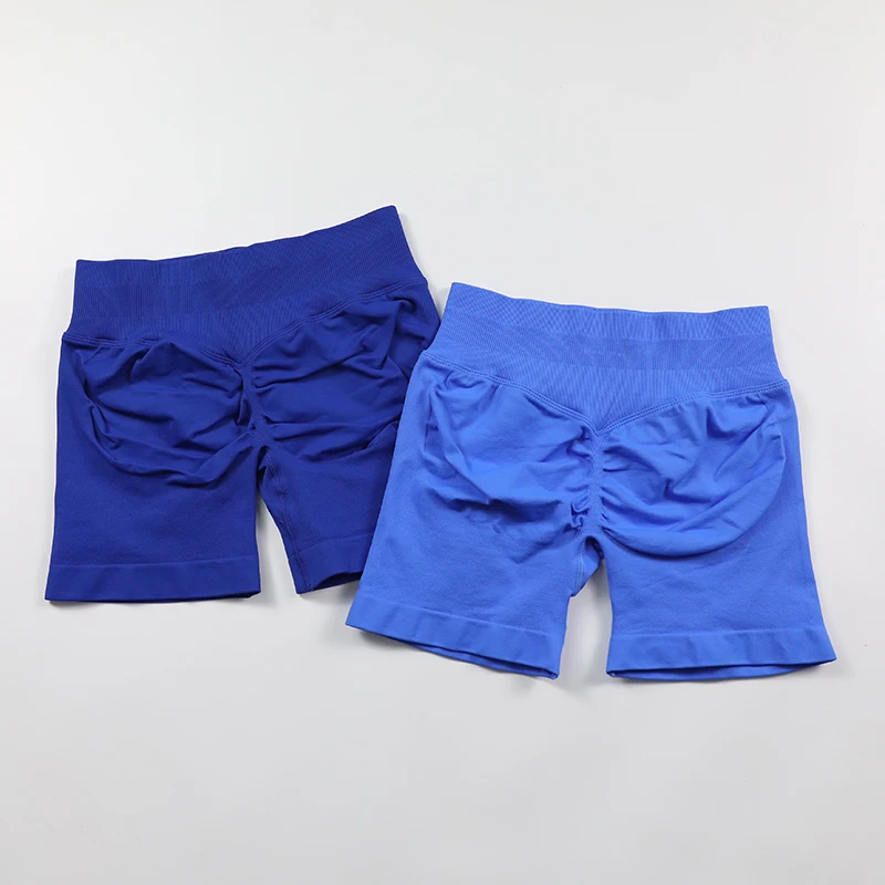 Short de sport froissé pour femmes, short de gymnastique, taille basse, sans couture, pour Yoga, haute élasticité, pour course à pied, motard