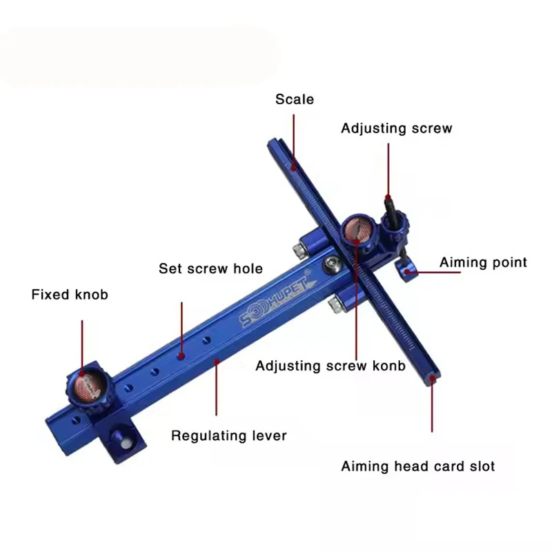 Aluminum Alloy T-sight recurve bow with CNC machining high-precision sight for archery