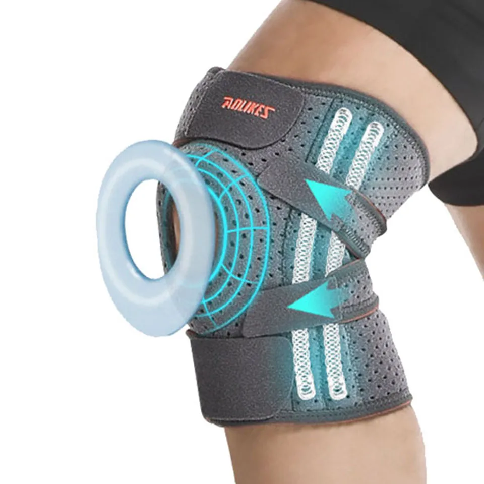 AOLIKES 1PCS Knee Brace with Side Stabilizers - Adjustable Knee Support with Patella Gel Pad, Knee Wraps for Women and Men