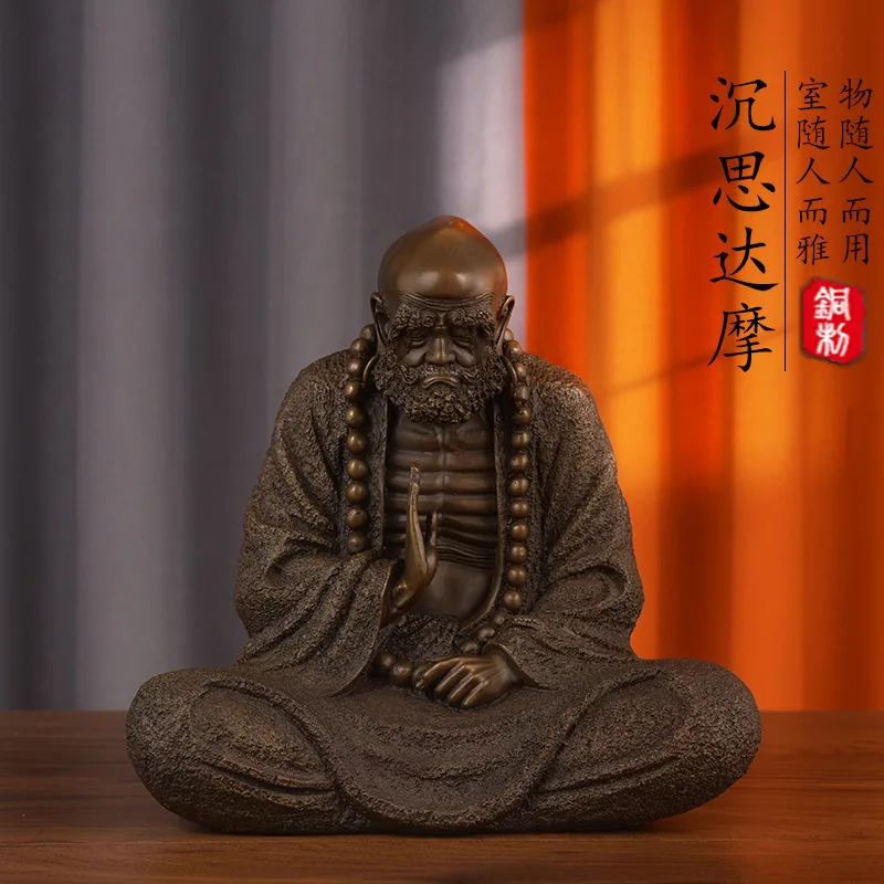 

Copper Zen Dharma Buddha Statue Buddhist Bodhidharma Master Statue Office Home Decor Gift for Desk Ornament