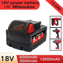 for Milwaukee m18 Battery 18V 12.0Ah Li-Ion Replacement Battery 48-11-1815 M18B2 M18B4 M18BX L50 Cordless Power Tools