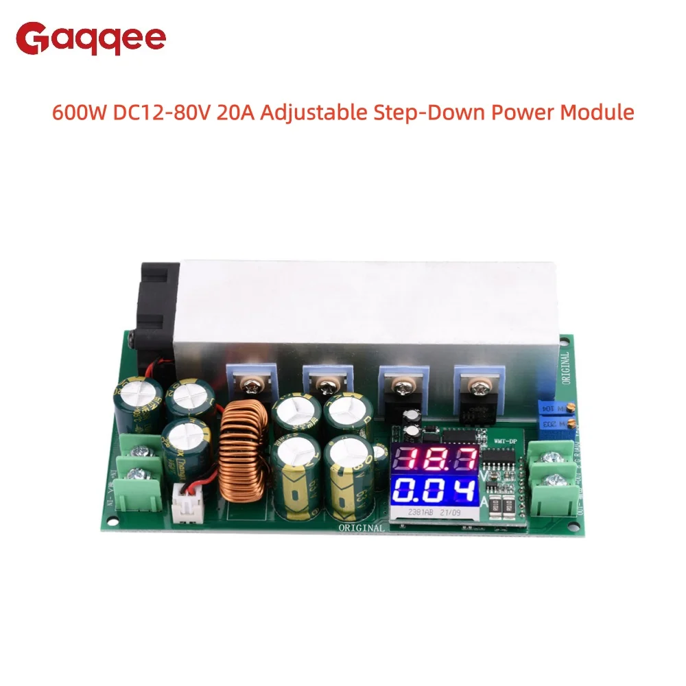 600W DC12-80V 20A Adjustable Step-Down Power Module Constant Current/Constant Voltage Module with Voltage and Current Display