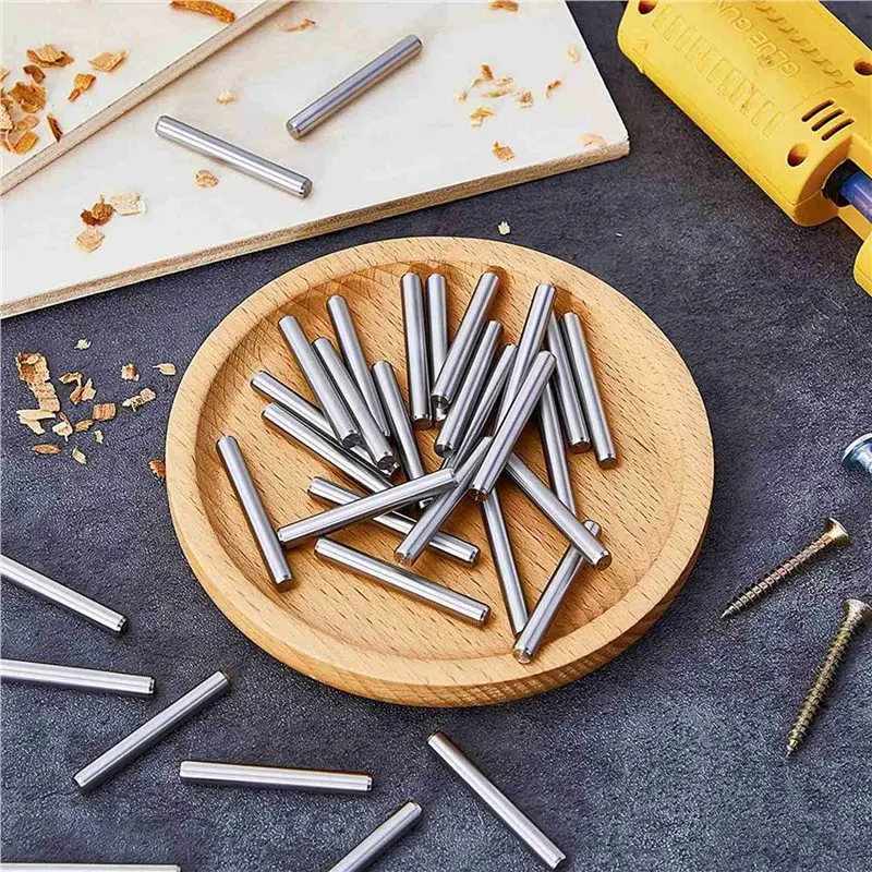 A74E-64 Pieces 5 Mm X 40 Mm Shelf Brackets Pegs Shelves Dowel Pins Stainless Steel Shelf Pins Metal Bookshelf Pegs Support