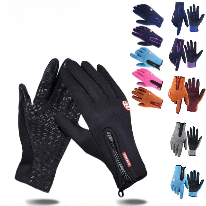 Touchscreen Ski Gloves for Women & Men, Winter Thermal Water-Resistant Snow Gloves, Zipper Closure for Skiing, Cycling