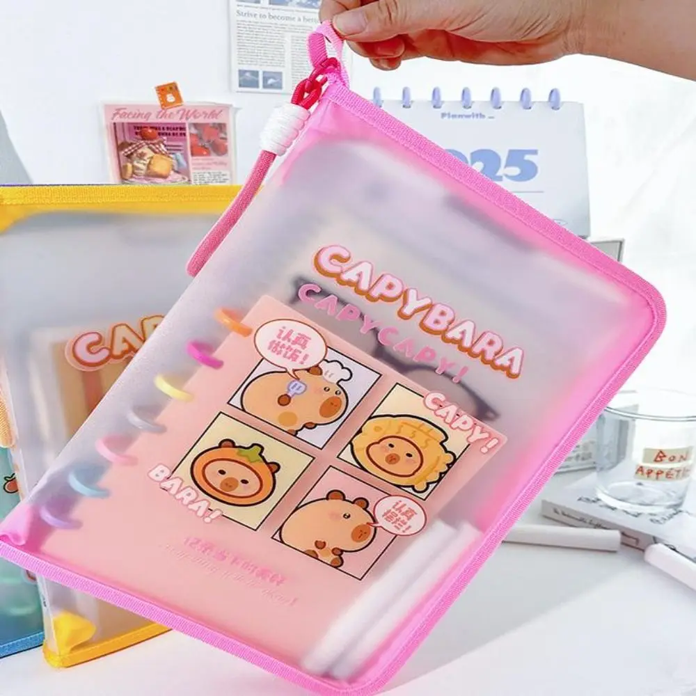 Cartoon Handheld Capybara A4 File Bag Large Capacity Waterproof Test Paper Folder Portable Thickening Data Storage Bags Student