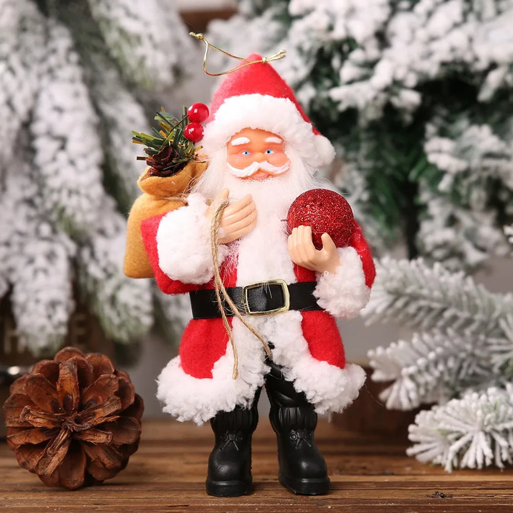 1pc Santa Claus Standing Pose Doll Christmas Tree Pendant Decoration Christmas Decor Home Decor Gifts For Children 20cmx12cm