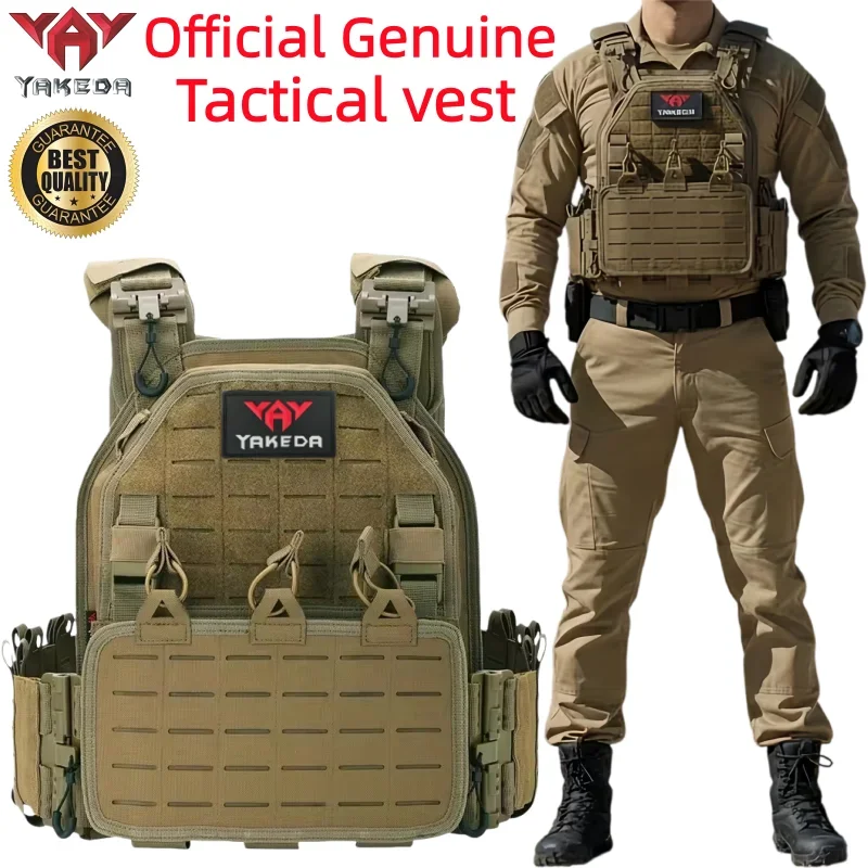 YAKEDA Light Weight Quick Release Combat Plate Carrier 1000D Nylon Molle Chaleco Tactico Tactical Vest Green