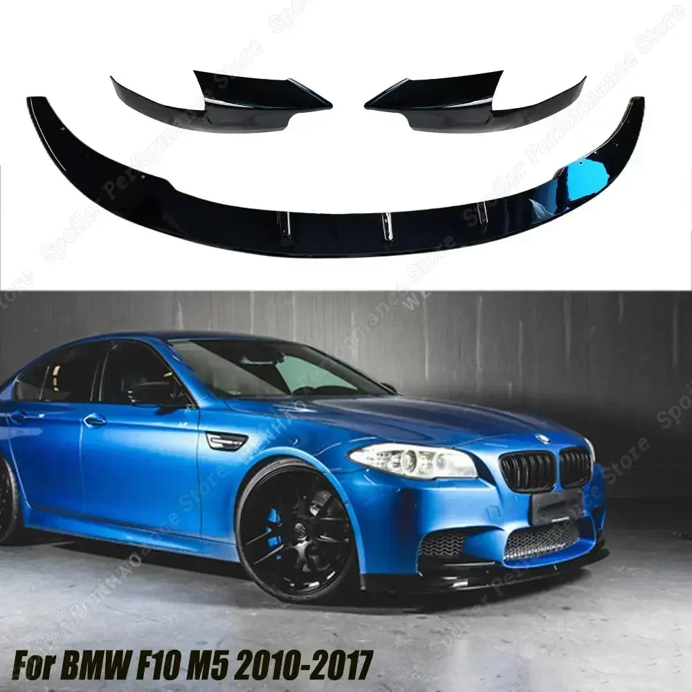 4Pcs M Performance Style Front Bumper Lip Splitters For BMW F10 M5 2010-2017 Diffuser Spoiler Cover Guard BodyKit M5 Accessories