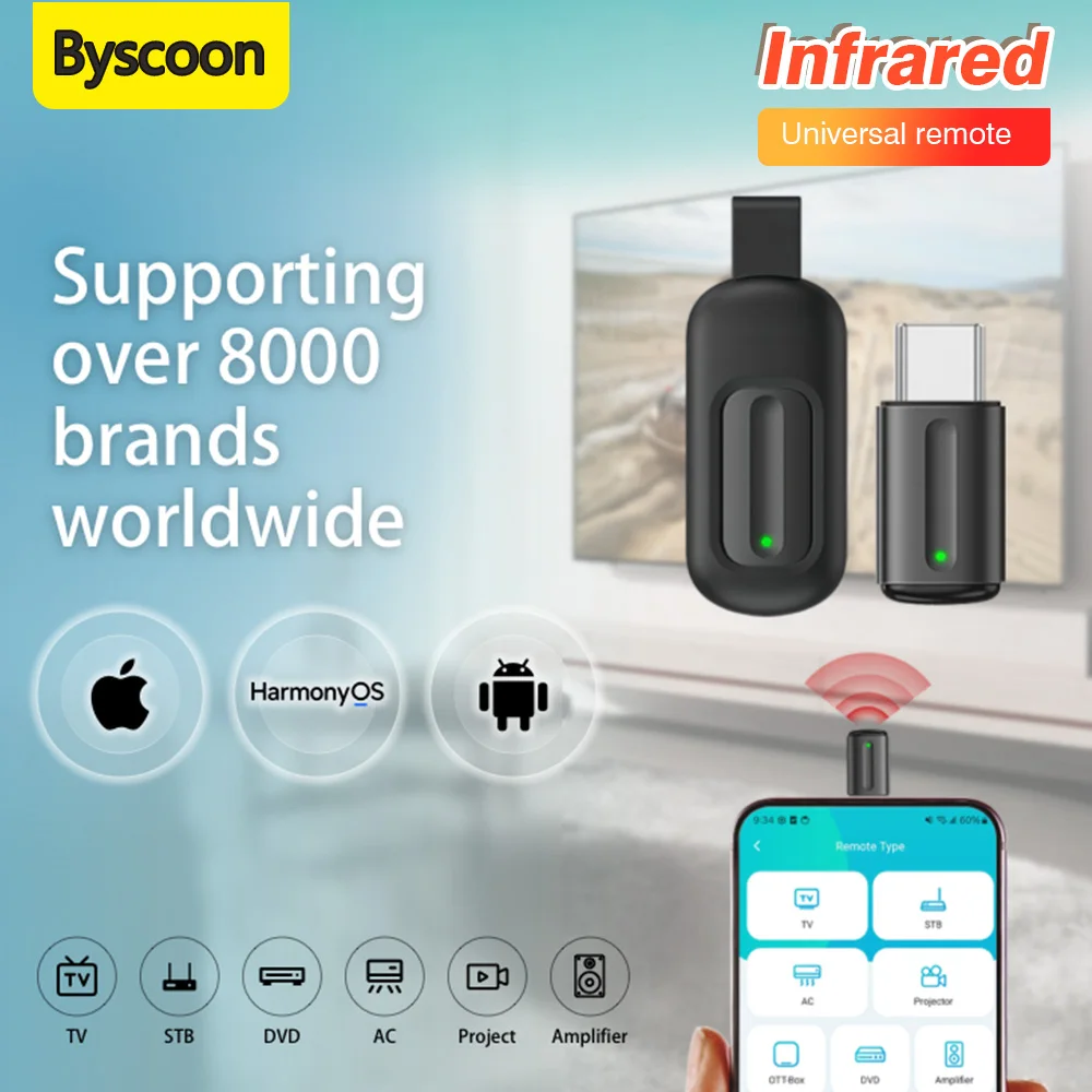 

Smart Infrared Remote Control Phone APP Control Type C IR Blaster Mini IR Adapter For TV Android iOS IPhone17 16 Smartphone