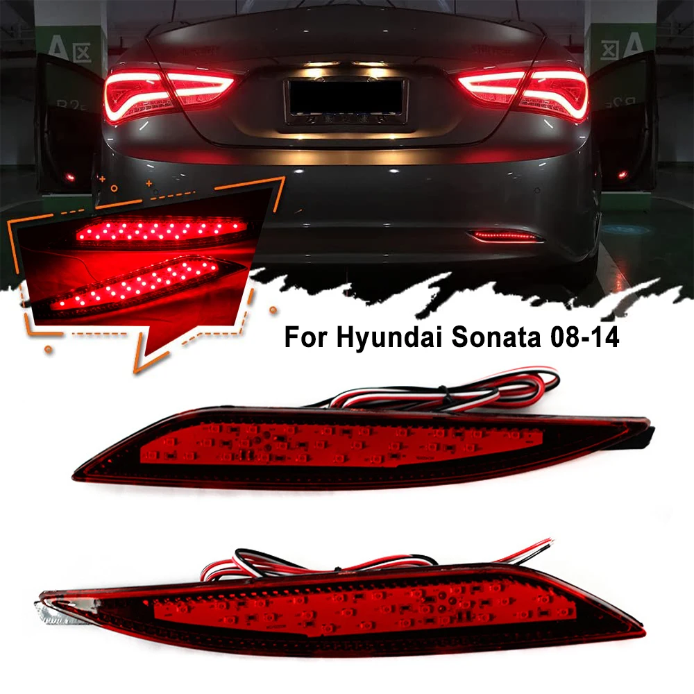 

2PCS Car Rear Bumper Light Reflector Brake Parking Lights for Hyundai Sonata 08-14 LED Turn Signal Taillight Driving Fog Lamp