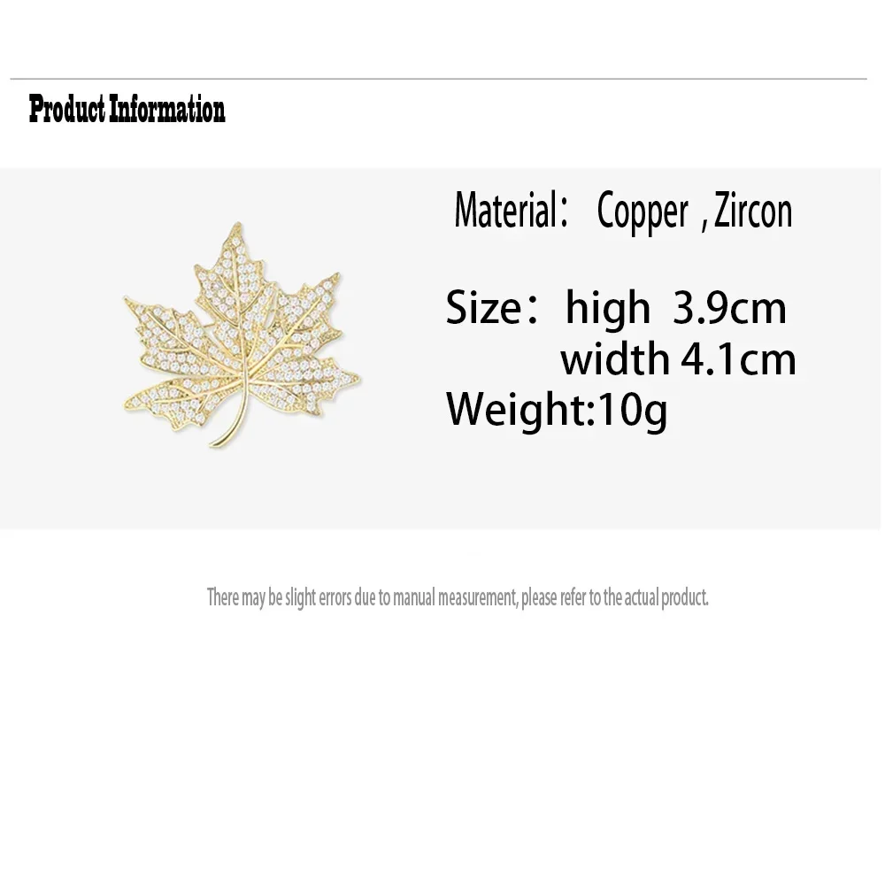 New Gold Color Rhinestone Maple Leaf Brooch Pin for Women Luxury Plant Shape Jewelry Wedding Party Accessories Gifts Брошь