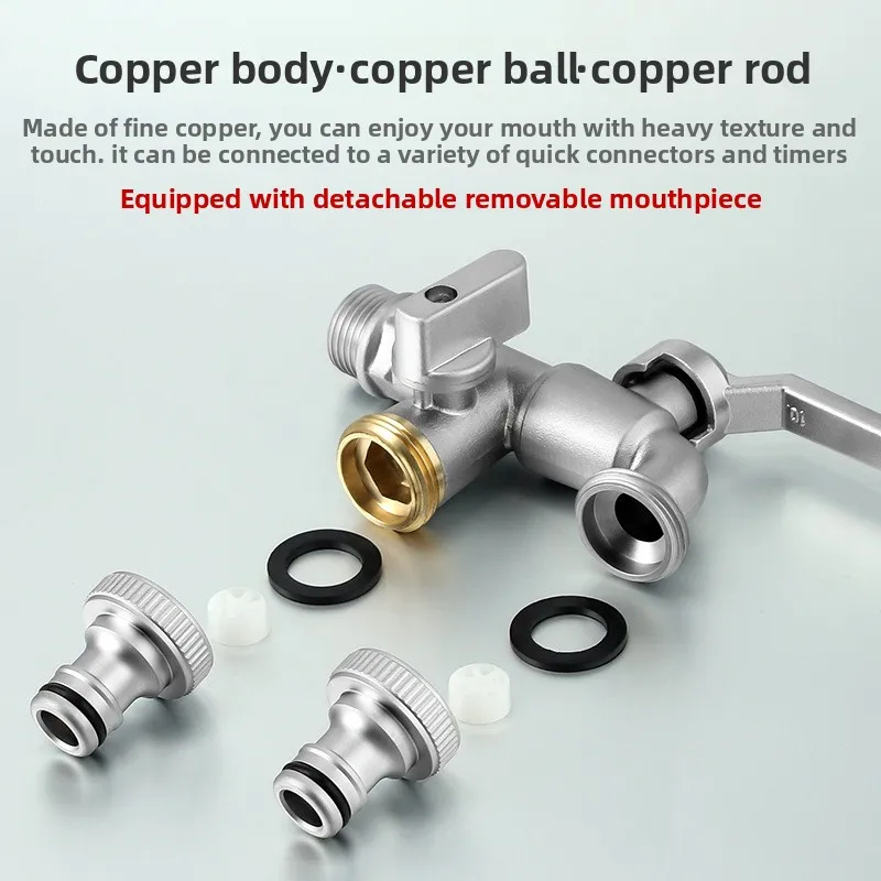 Outdoor Faucet - Solid Copper Luxury One-Inlet Two-Outlet Dual-Purpose Tap with Freeze-Proof Spout