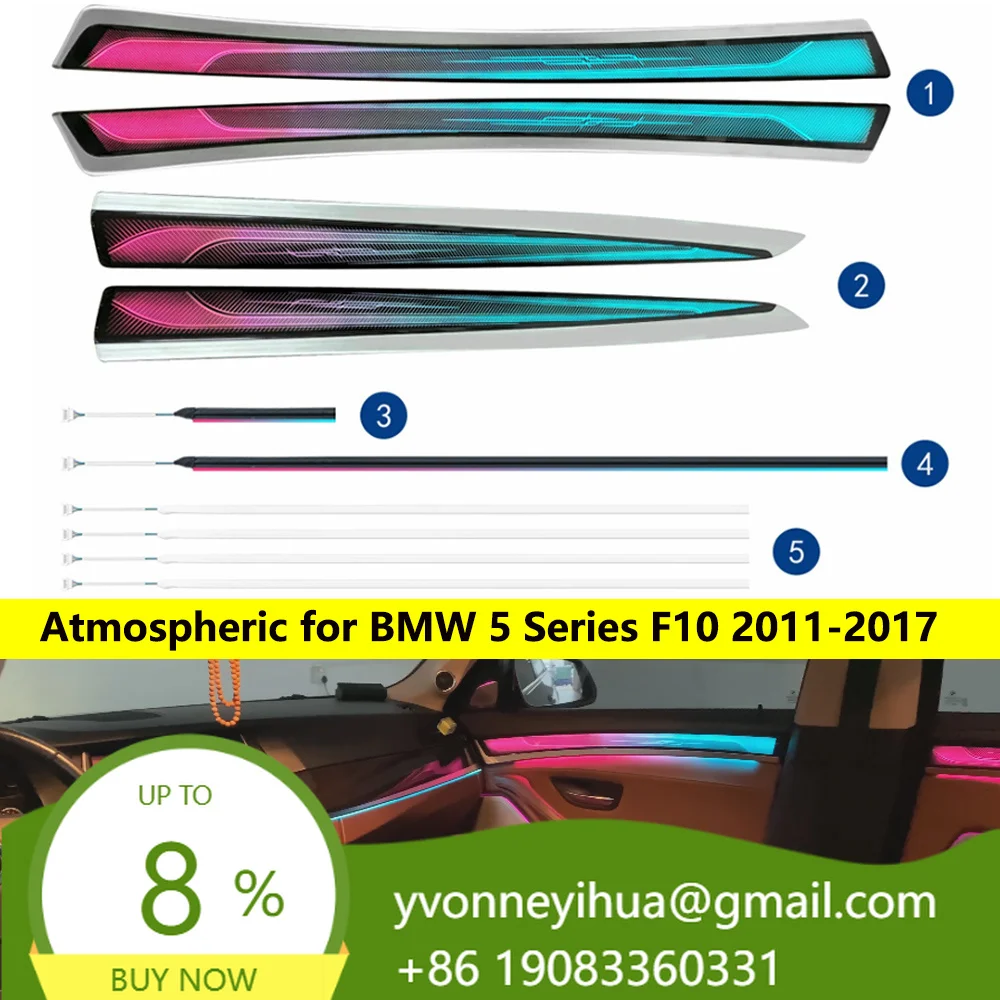 Autowellus For F10 Dynamic Atmosphere Light Illumination Cover 12V 10W Car Interior Lighting Environmental Light Screen Control