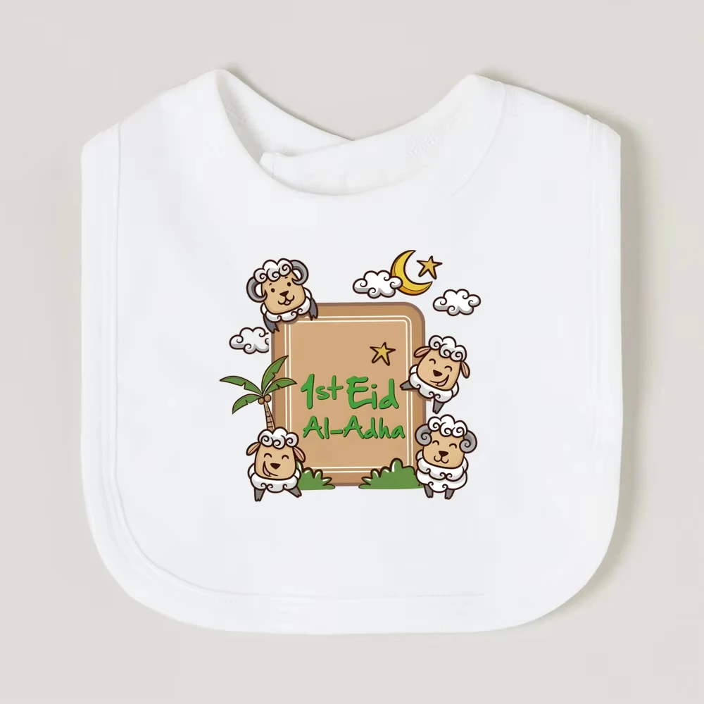 

My First Eid Cotton Baby Bib Moon Star Print Infant Bibs 1st Eid Boy Girl Newborn Burp Cloths Festival Gifts To Babys