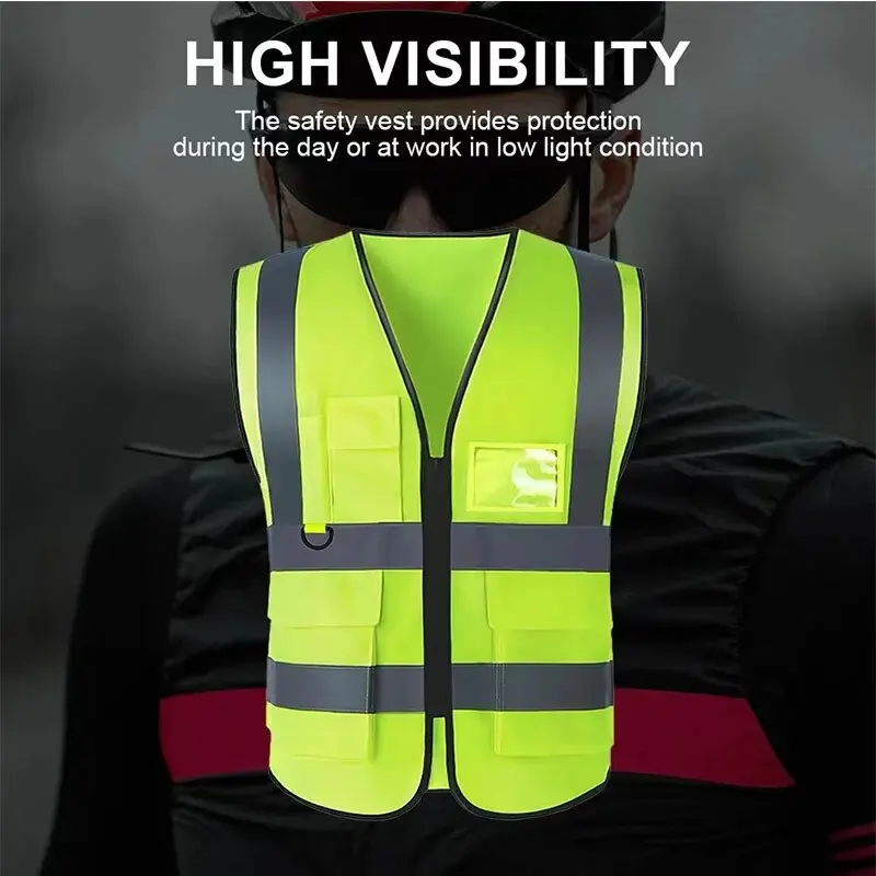 Multi-pocket Reflective Safety Vest Traffic Vest Railway Coal Miners Uniform Breathable Racing Running Sports