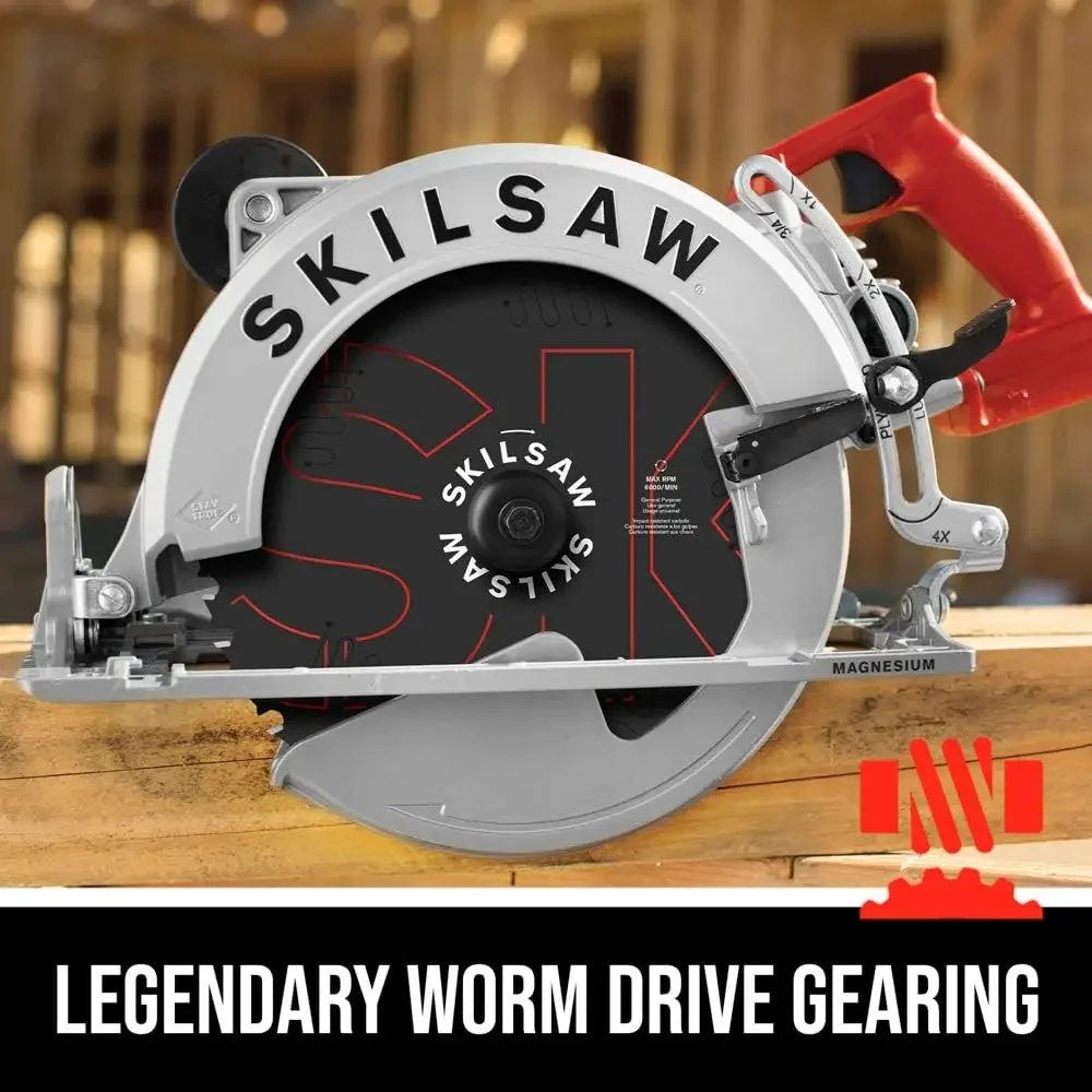 SKILSAW SPT70WM-01 15 Amp 10-6/1/4 "Magnesium sawatch Worm Drive Circular Saw, perak