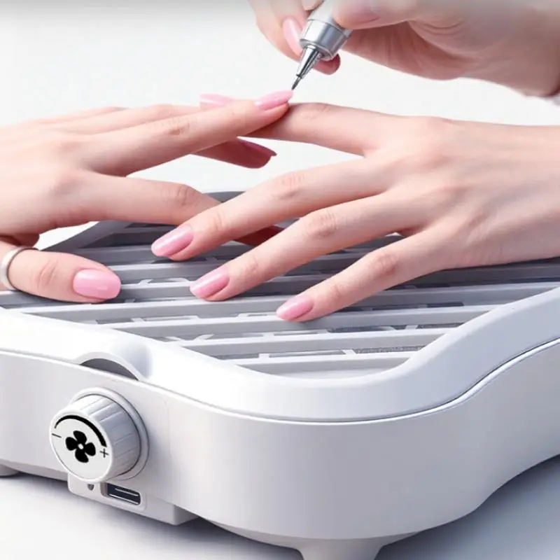 Odkurzacz do pyłu paznokci z dżetami i 10 wkładami filtrującymi, mocny wentylator, bezstopniowa regulacja, idealny do salonu paznokci akrylowych.