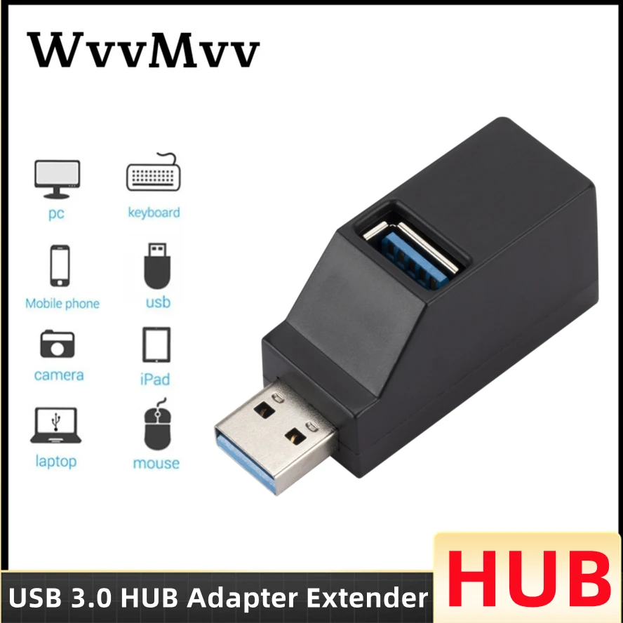 

Mini USB 3.0 HUB Adapter Extender Splitter Box 1 to 3 Ports High Speed Data Transfer USB Hub For PC Laptop U Disk Card Reader