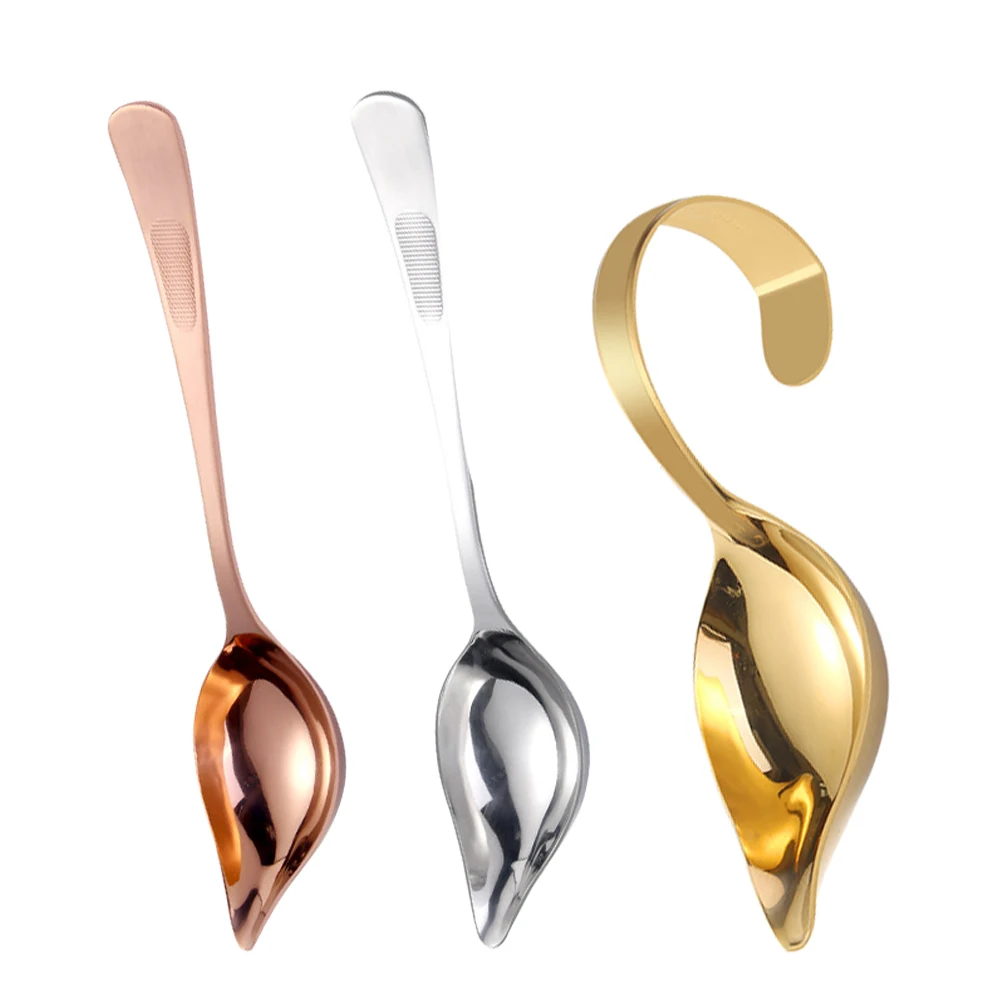 

3 Pcs Stainless Steel Spoon Sauce Drizzle Ergonomic H Mixing Kitchen Gadget Painting Safe Food Decor Cake Baking Coffee