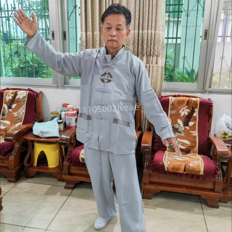Tai Chi Uniforms Linen Tang Suit Traditional Clothing Kung Fu Wushu Morning Exercise Costumes Martial Arts WingChun Taichi Suit