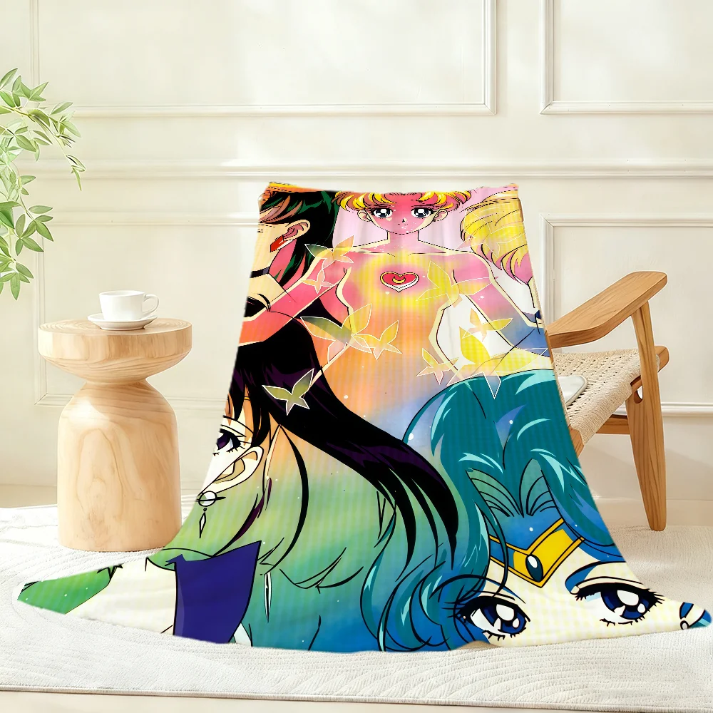 S-Sailor Anime Cute M-Moon-N Blanket Throw Super Cosy Plush Living Room Sofa Couch Childish Birthday Gifts