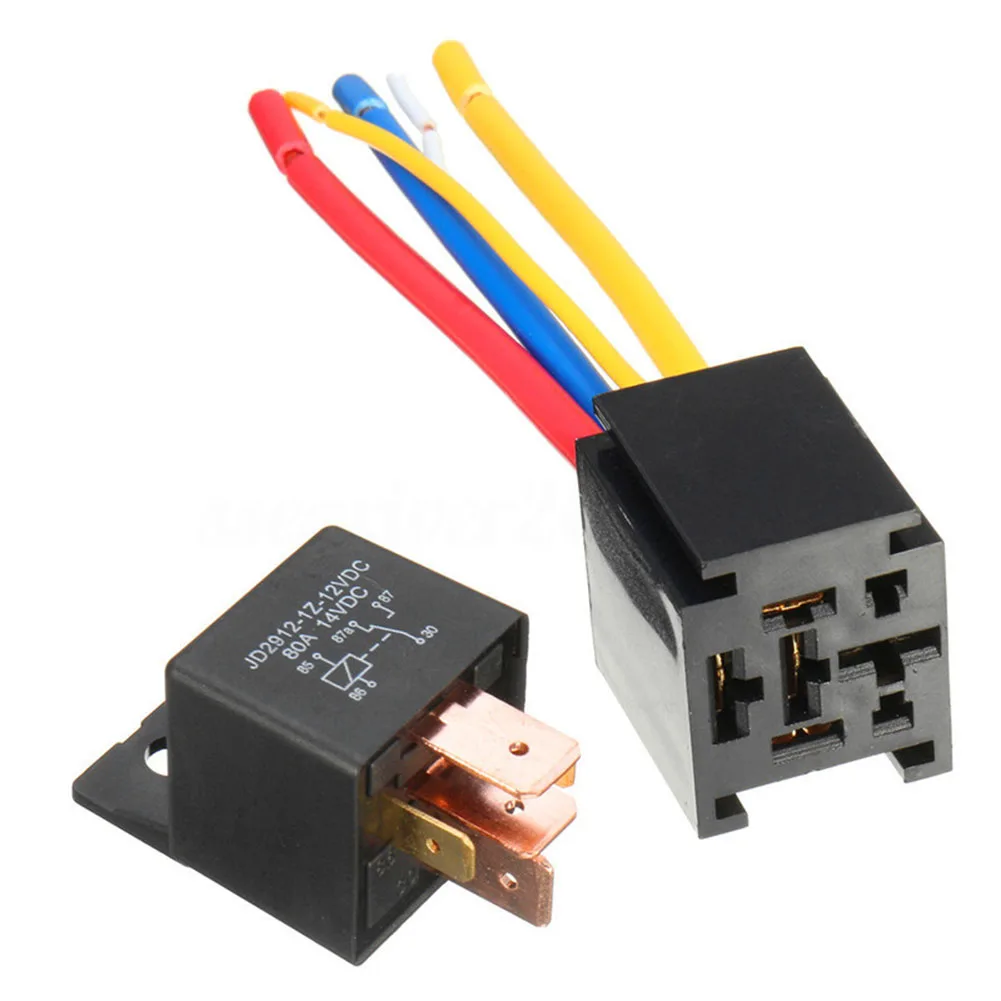 2 Sets JD2912 DC24V 80A Automotive Relay Foot Width 9.3 With Socket And Wire 24V For Electric Cooling Fans Fuel Pumps