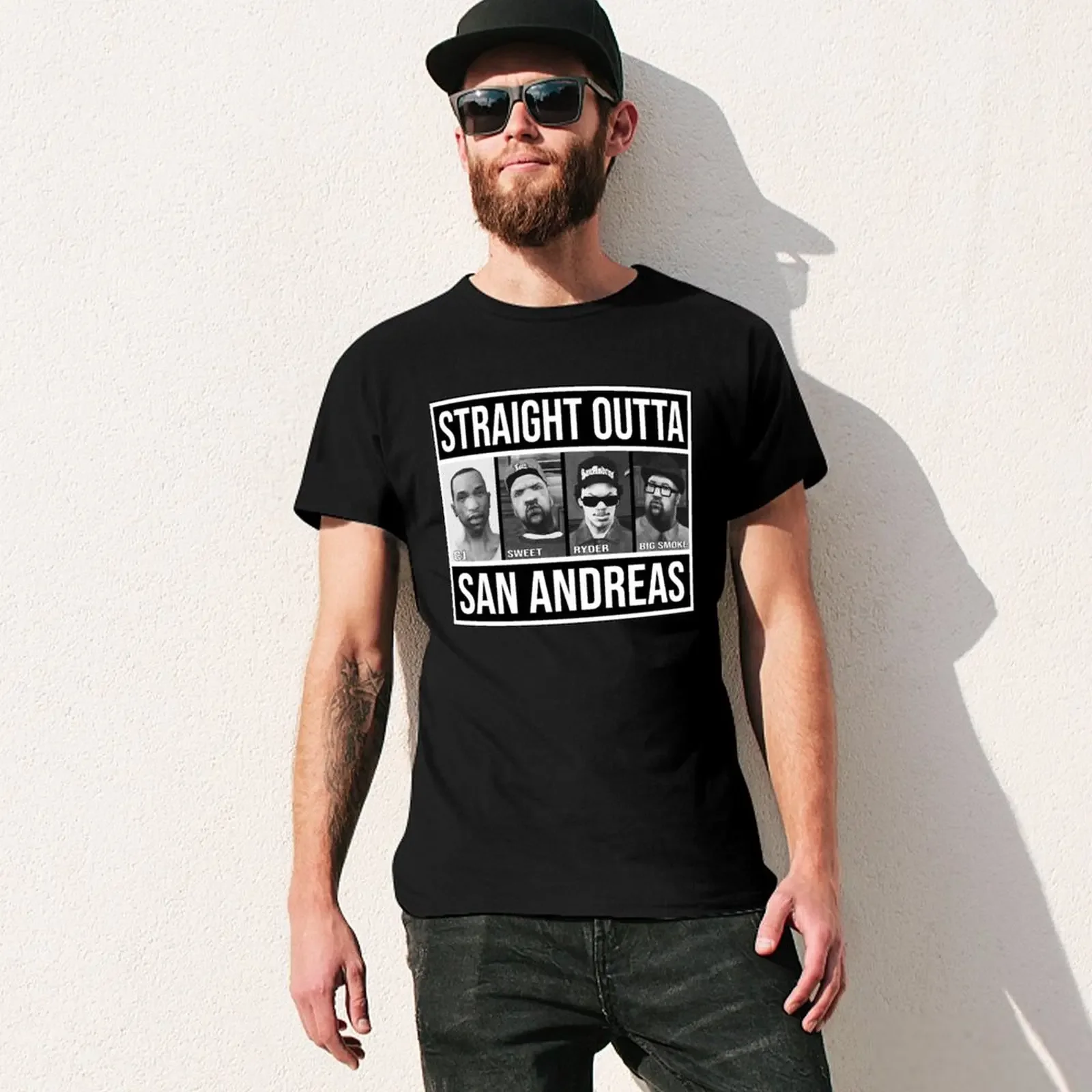 Straight Outta San Andreas T-Shirt oversized anime summer tops t shirts for men graphic