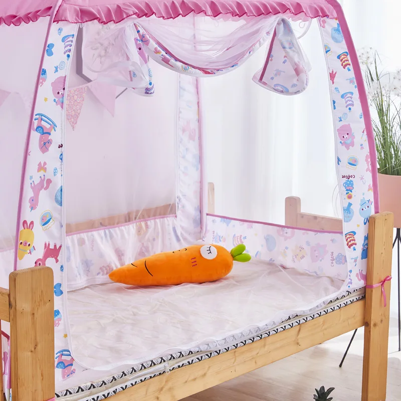 Cartoon Style Baby Crib Full Bottom Anti-fall Mosquito Net Summer Household 3 Door Child Mosquito Net Foldable Yurt Mosquito Net