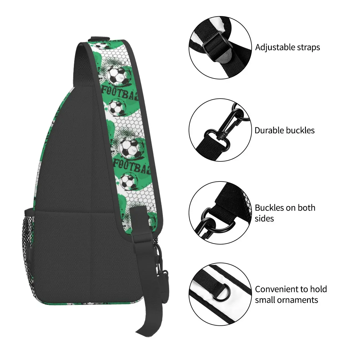 Bandolera de fútbol, bolso de pecho pequeño, mochila de hombro deportiva para balones de fútbol, mochila de día para senderismo y ciclismo al aire libre