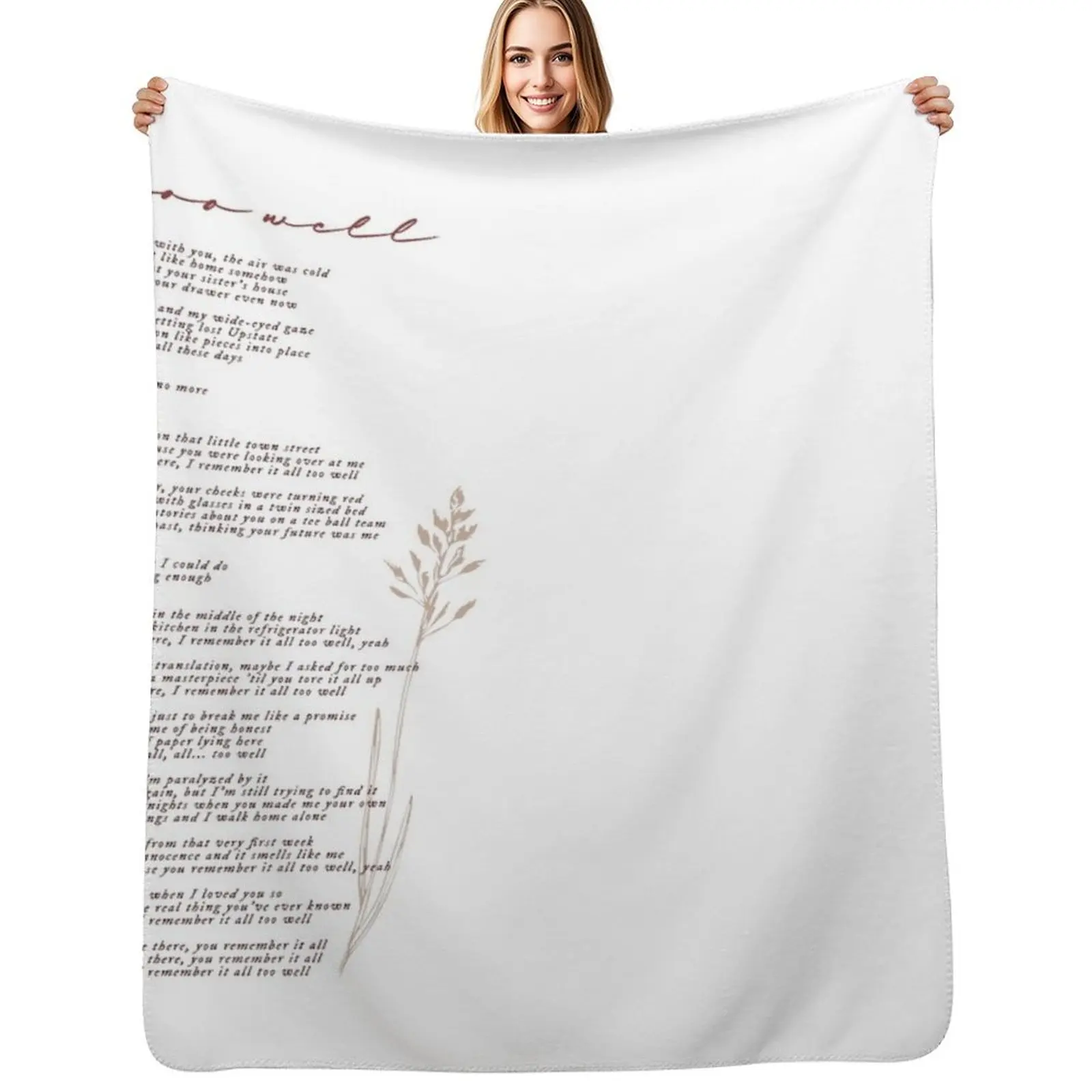 all too well lyric Throw Blanket Warm Plaid on the sofa Heavy blankets ands manga Sofa Quilt Blankets