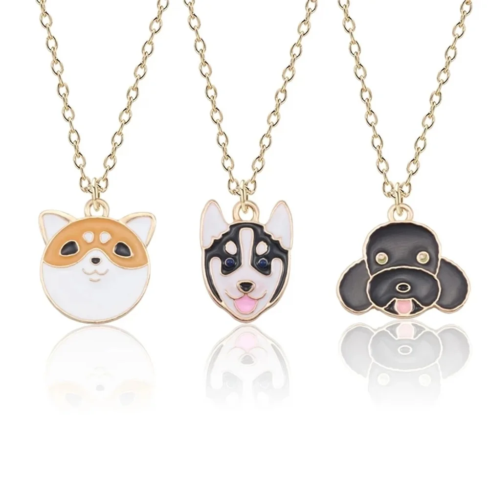 1Pc Cute Dog Pendant Necklace for Women Puppy Doggy Kawaii Shiba Inu Husky Poodle Animal Necklace Jewelry Accessories Gift 2024