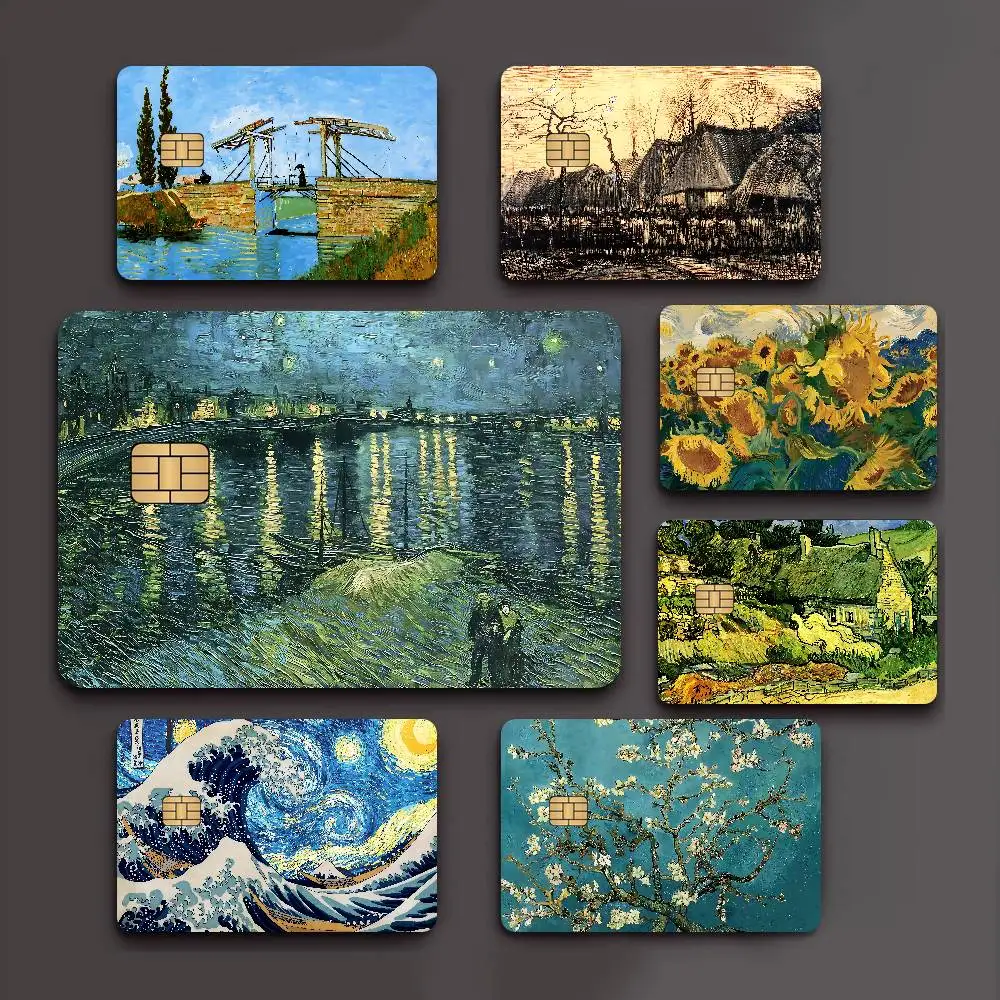 Van Gogh Oil Paintings Credit Card Skin Stickers No Adhesive Residue Water Proof for VISA Credit Card Subway Access Card