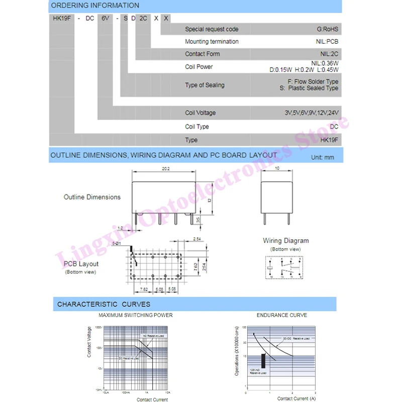 5PCS Coil DPDT 8 Pin 2NO 2NC Mini Power Relays PCB Type HUI KE HK19F HK19F-DC5V-SHG HK19F-DC12V-SHG HK19F-DC24V-SHG Relay 5V 12V