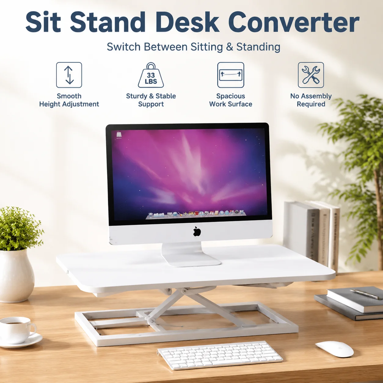 Height-Adjustable Eco-Friendly Standing Desk Riser for Laptop and Desktop Workspaces
