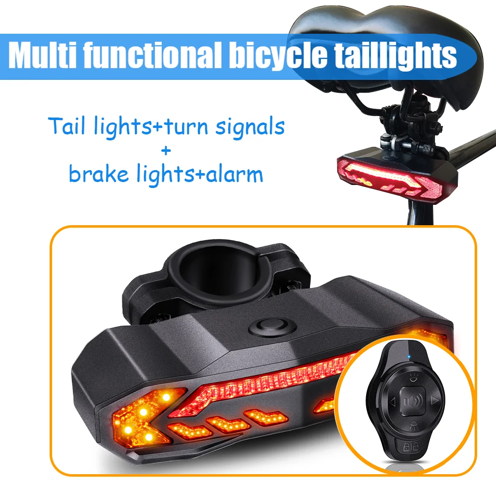 Bicycle Taillights, Bicycle Alarm With Turn Signal Function, 110dB, Waterproof, Rechargeable, Bluetooth Connection