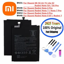 Batterie d'origine pour Xiaomi Redmi, Redmi Note 5A Pro, 6 Pro, 7 Pro, 8 Pro, 8T, 7Pro, Mi 5X, A1, Y1 Lite, 2025 ans, 100%