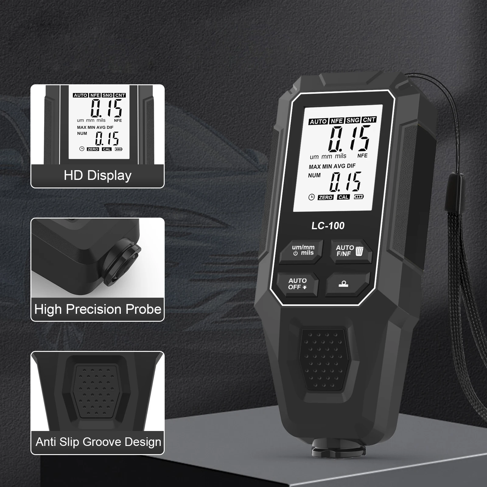 

New Car Paint Coating Thickness Gauge Meter 0-2000µm Fe & NFe Probe for Electroplate & Metal Coating Measurement