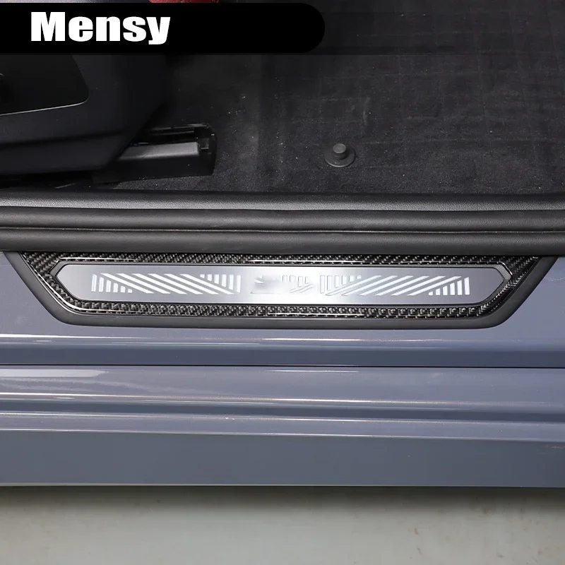 Soft Carbon Fiber For BMW 5 Series G60 2024+ Car Door Sill Strip Sticker Car Interior Protection Car Accessories