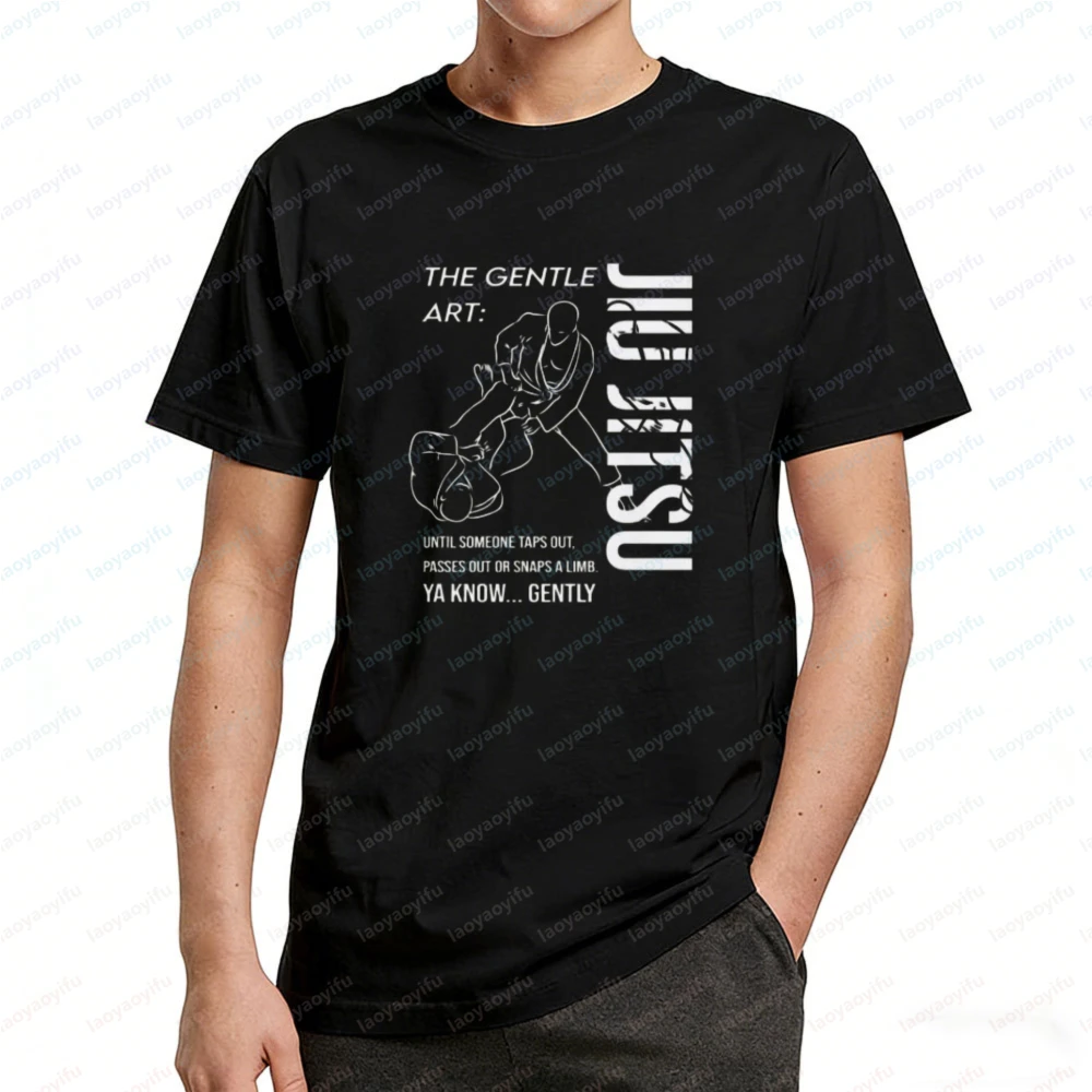 The Gentle Art Jiu Jitsu Graphic T-Shirt Hot Sale BJJ Lover Tops Brazilian Jiu Jitsu Cotton Tee Vintage Classic Men's Clothing