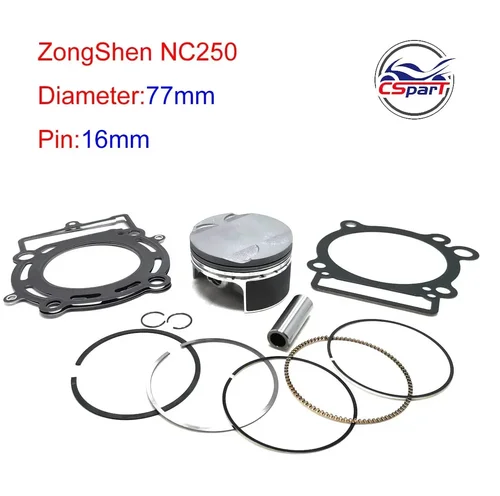 Pistón NC250 77mm 16mm 4 válvulas 250 250CC Zongshen ZS177MM KAYO T6 BSE J5 xmotos Dirt Pit Bike